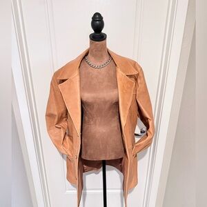 Vintage Lambskin Leather Blazer Jacket | Cognac Brown | Robert Lewis | 44L